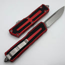 Microtech Scarab 2 Gen 3 S/E Stonewash Partial Serrated Fluted w/ Red Handles 1278-11RD