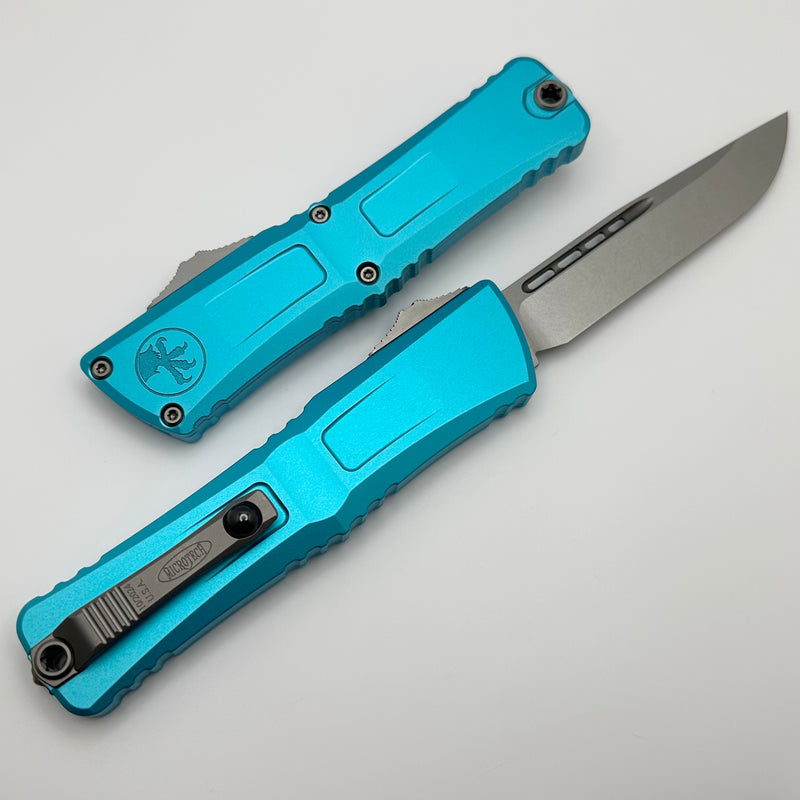 Microtech Knives Combat Troodon Gen III Stonewash Single Edge w/ Turquoise Handle 1143-10TQ