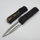 Medford Knife Merc-1 OTF Dagger S45 Tumbled D/E & Black Aluminum w/ Bronze Hardware