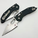 Microtech Knives Manual Stitch RAM LOK Fluted Black G-10 Handles & Stonewash Full Serrated M390MK 169RL-12FLGTBK