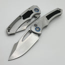 Heretic Knives Pariah M/A Button Lock Blizzard Worn Aluminum Handles w/ Stonewash MagnaCut H046-2A-BLZ