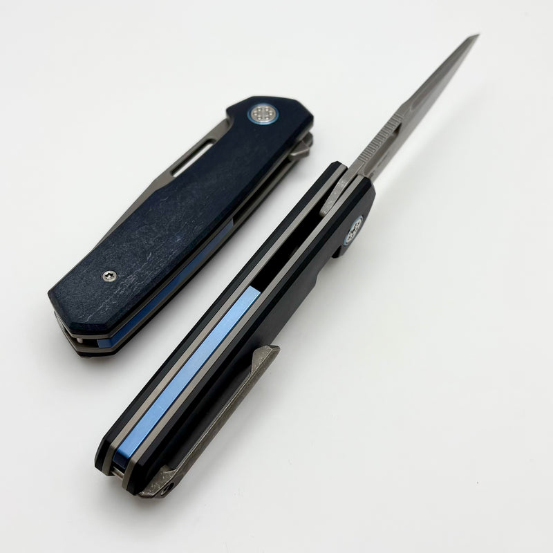 Mechforce Knives Oeser Nebo V2 Blue Richlite Micarta Handles & Elmax