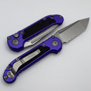 Microtech Knives LUDT Gen III Stonewash Full Serrated Tanto w/ Purple Handle 1136-12PU