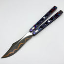 Poikilo Blade PM 1 DAO Balisong Full Dress ZircuTi Handles w/ Mother of Pearl Inlays & Baker Forge Volcanic River