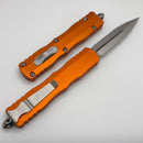 Microtech Dirac Delta D/E Full Serrated Stonewash w/ Orange Handle 227-12OR