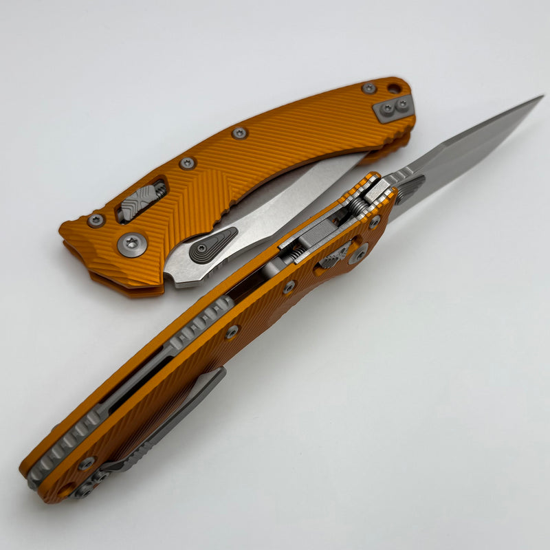 Microtech Amphibian RAM LOK Orange Tangerine Fluted Aluminum & Stonewash M390MK 137RL-10FLOT