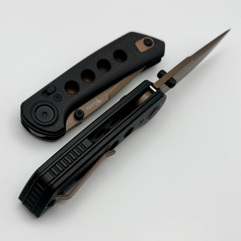 Reate Knives PL-XT Black Micarta w/ Black G-10 Inlays & Copper PVD Nitro-V