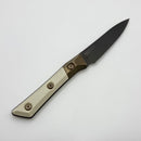 Microtech Paring Knife Ivory G-10/Bronze Titanium Bolster Handle w/ DLC M390MK 3500B-1DLCIVS