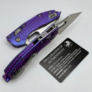 Microtech Marfione Select Manual Stitch RAM LOK Purple Haze Frag Titanium Handles & Stonewash M390MK w/ Double Vapor Blast & Purple Accents 169RL-10FRMS5