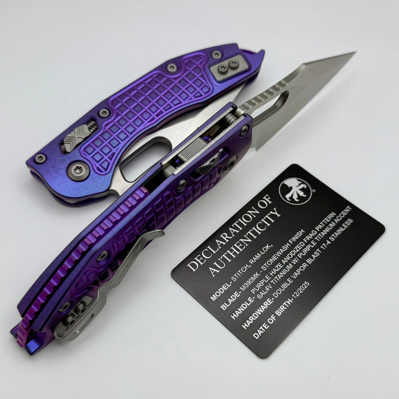 Microtech Marfione Select Manual Stitch RAM LOK Purple Haze Frag Titan