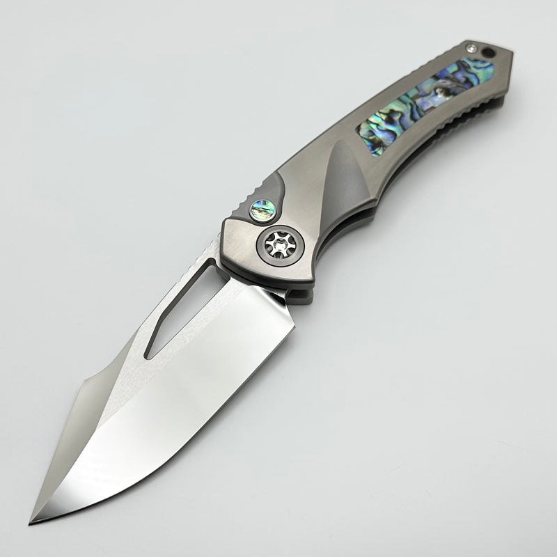 Heretic Knives Custom Pariah M/A Button Lock Ti Handles w/ Abalone Inlays & Mirror Polish M390