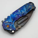 Medford Knife Praetorian TI Vulcan S35VN Drop Point & Brush Galaxy Flame Stained Glass Sculpted Handles w/ Flamed Hardware/Clip