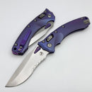 Microtech Marfione Select Amphibian RAM LOK Purple Haze Titanium Handles & Part Serrated Stonewash M390MK w/ Double Vapor Blast & Purple Accents 137RL-11MS5