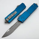 Microtech Scarab 2 Gen 3 Executive w/ Blue Handles & S/E Part Serrated Apocalyptic M390MK 1176-11APBL