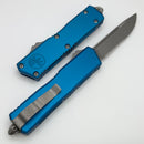 Microtech Scarab 2 Gen 3 Executive w/ Blue Handles & S/E Part Serrated Apocalyptic M390MK 1176-11APBL