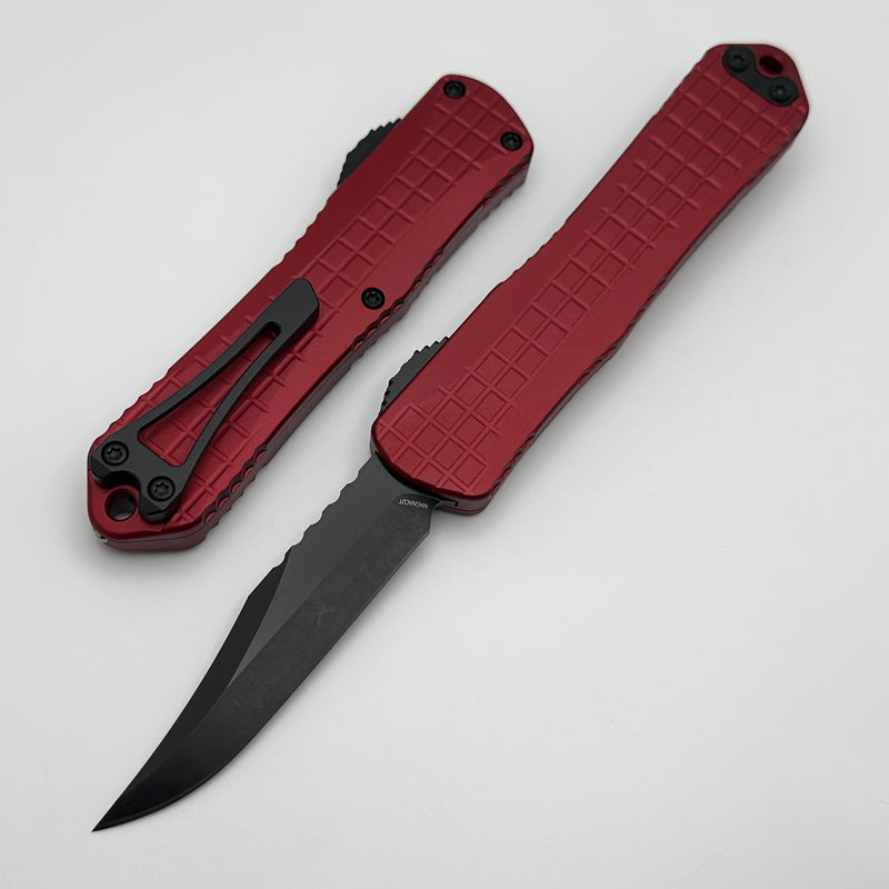 Heretic Knives Manticore E Red Grenade Grip w/ DLC Bowie MagnaCut H026BF-6A-RED