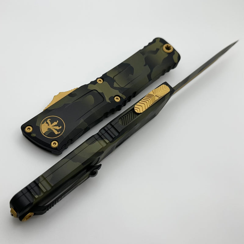 Microtech Knives Combat Troodon Gen III Olive Camo w/ Gold Accents D/E 1142-1OCGS