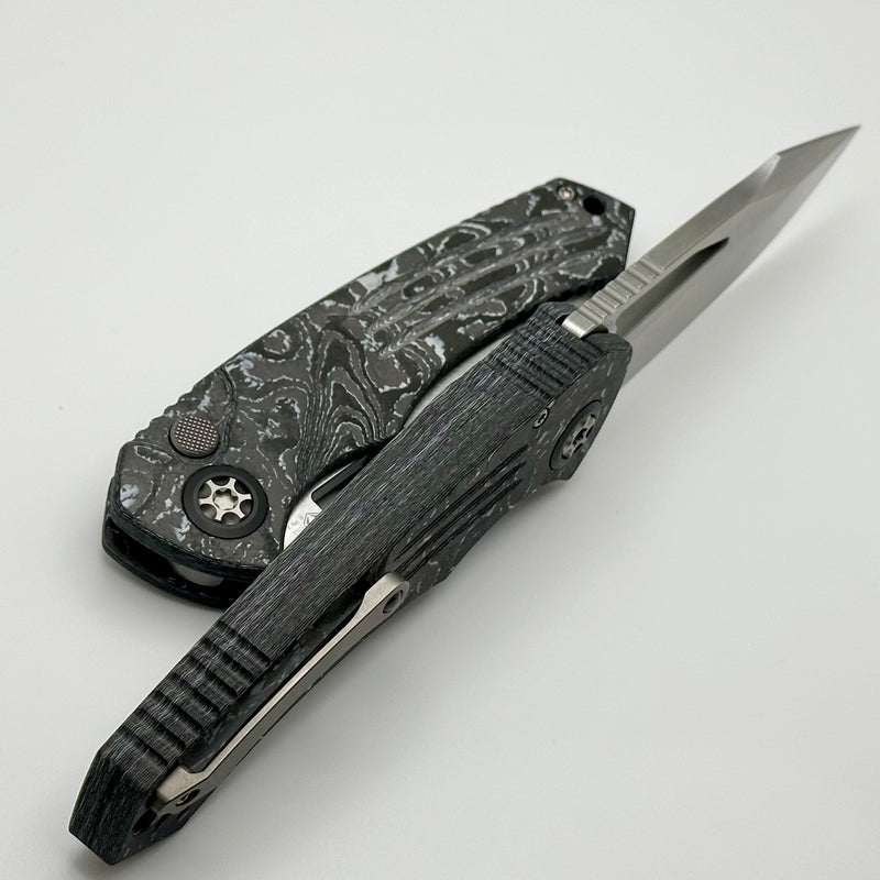 Heretic Knives Pariah M/A Button Lock White Camo Carbon Handles w/ Stonewash MagnaCut H046-2A-WT/CC