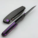 Poikilo Blade Zen S3 Blackened Titanium Handles w/ Purple Ti Accents & DLC Pearlescent Stonewash M398
