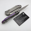 Microtech Marfione Select LUDT Gen III Frag Titanium Handles w/ Purple Accents & Stonewash Tanto 1136-10FRMS3