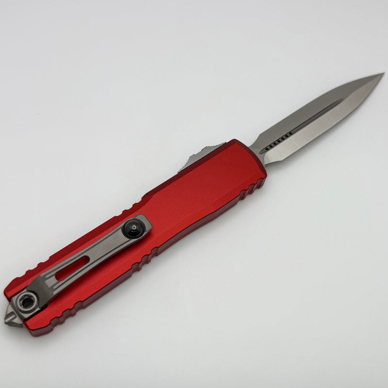 Microtech Ultratech Gen IV D/E Satin Standard w/ Red Handle 11224-4RD
