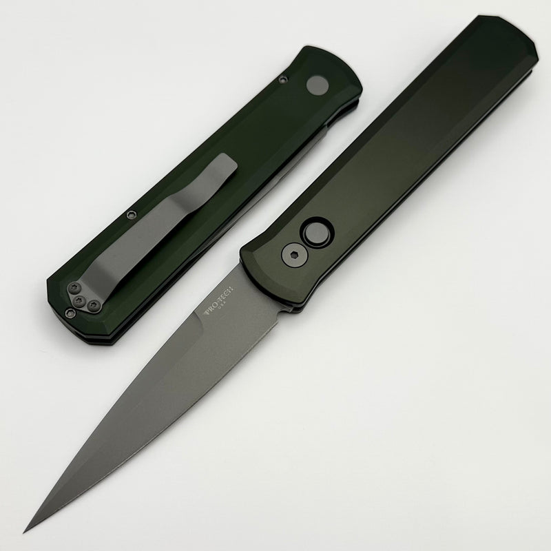 Pro-Tech Godfather w/ Dark Green Handle & Blasted 154-CM Blade 920-GREEN
