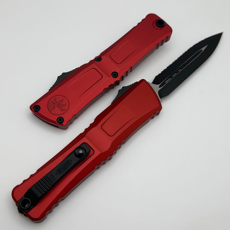 Microtech Knives Combat Troodon Gen III Black D/E Full Serrated w/ Red Handle 1142-3RD