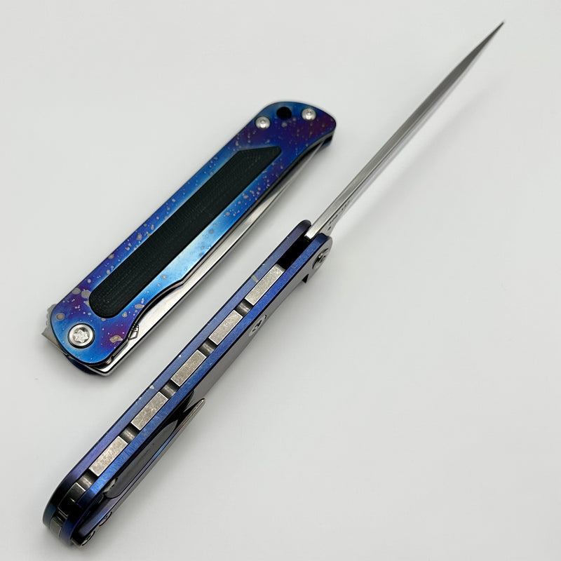 Medford T-Bone Flamed/Blue Titanium Framelock Flipper w/ Black G-10 Inlay w/ Tumbled S45VN Blade