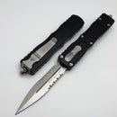 Microtech Dirac Delta D/E Satin Partial Serrated w/ Black Handle 227-5