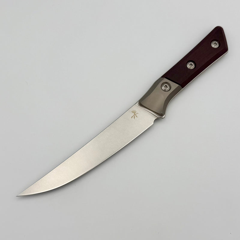 Microtech Boning Knife Black Cherry G-10/Titanium Bolster Handle w/ Stonewash M390MK 3100B-10BC