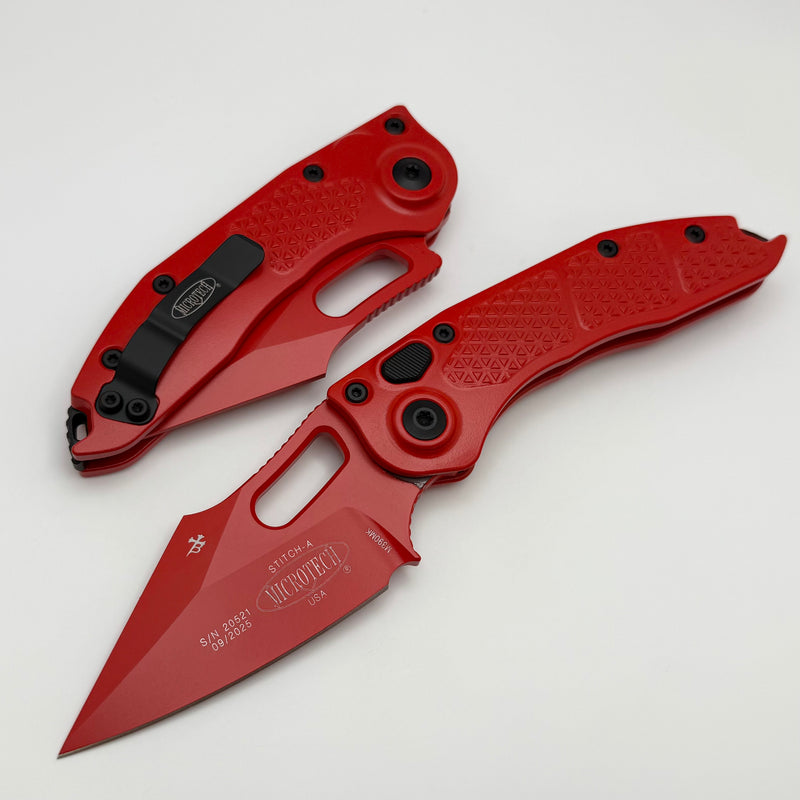 Microtech Borka Stitch Auto Cerakote Red w/ Black Hardware Signature Series 169-1RD-X5Z4