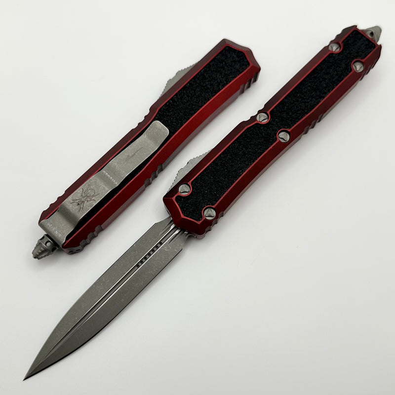 Microtech Makora Weathered Red Double Edge Apocalyptic Standard w/ Nickel Boron Internals Signature Series 206-10APWRDS