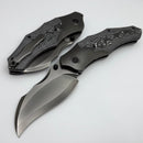 We Orc Boss Polished Gray Titanium Handle w/ Aluminum Foil Carbon Fiber Inlays & Polished Gray 20CV WE24042-3