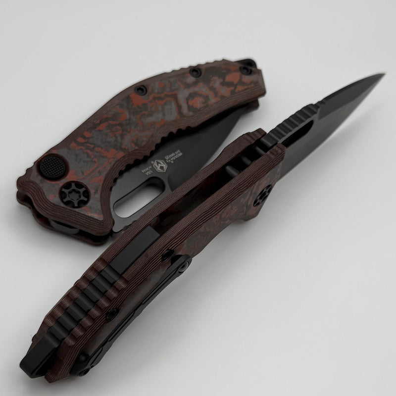 Heretic Knives Medusa Blood Red Carbon Camo Handles w/ DLC Tanto MagnaCut H011-6A-RD/CC