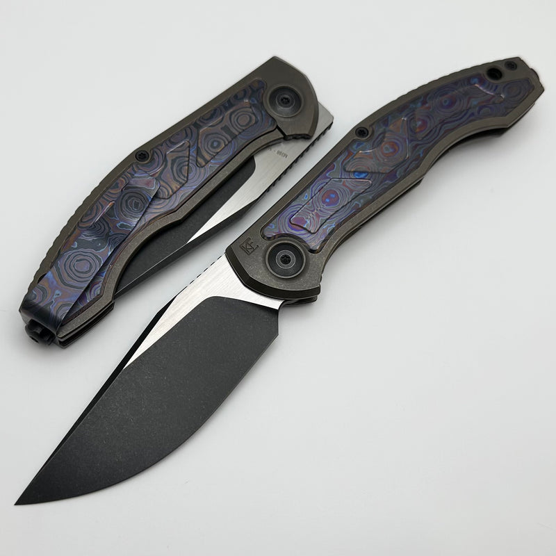 Custom Knife Factory Veksha HD Timascus & Bronze Titanium Handles w/ Two Tone M398