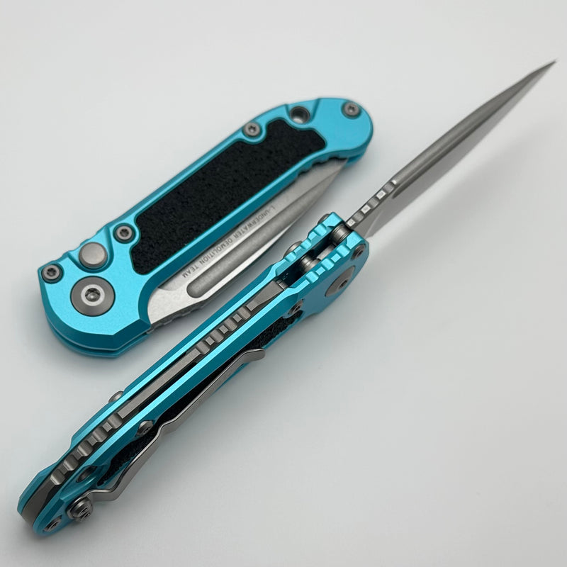 Microtech Knives LUDT Gen III Stonewash Partial Serrated Drop Point w/ Turquoise Handle 1135-11TQ