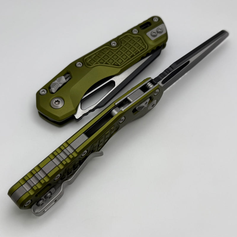 Microtech Knives MSI RAM LOK OD Green Aluminum Frag Handles & Part Serrated Two Tone Black M390MK 210-2FROD