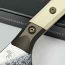 Blemish Microtech Santoku 6" Proof Run Ivory G-10/DLC Ti Handle w/ San Mai Damascus M390 3200B-16IVPR