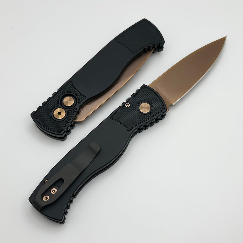 Pro-Tech TR-2 Tactical Response 2 Black w/ Textured Corners & Rose Gold MagnaCut T203-RG