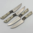 Microtech Steak 4 Piece Set Ivory G-10/Titanium Bolster Handle w/ Stonewash M390MK 3600B-10SETIV