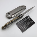 Microtech Knives LUDT Gen III Full Serrated Stonewash Tanto & Titanium Slab Side Handles w/ Bronze Accents 1136-12MS1