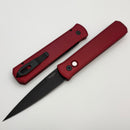 Pro-Tech Godfather Red Handle w/ Black Lip Pearl Button & Black 154-CM Blade