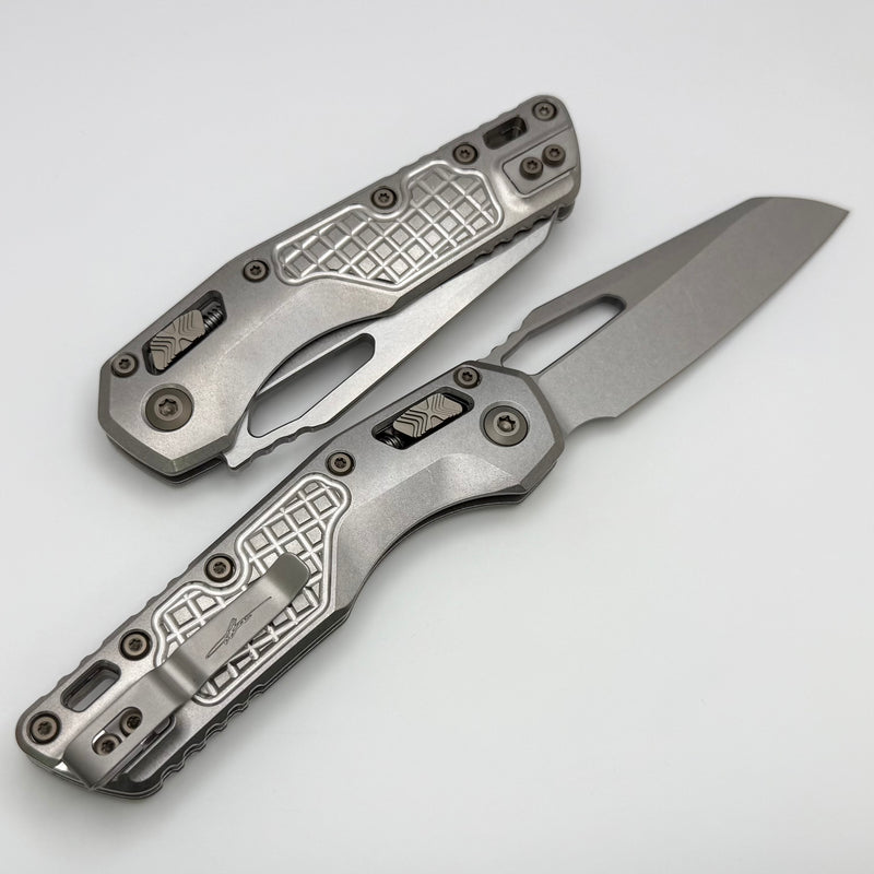 Microtech Marfione Select MSI RAM LOK Titanium Frag Handles w/ Double Vapor Blast & Flamed Accents & Stonewash M390MK 210-10FRMS4