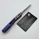 Microtech Marfione Select MSI RAM LOK Mini Frag Galactic Purple Titanium Handles w/ Blue Accents & Stonewash M390MK 210M-10FRMS17