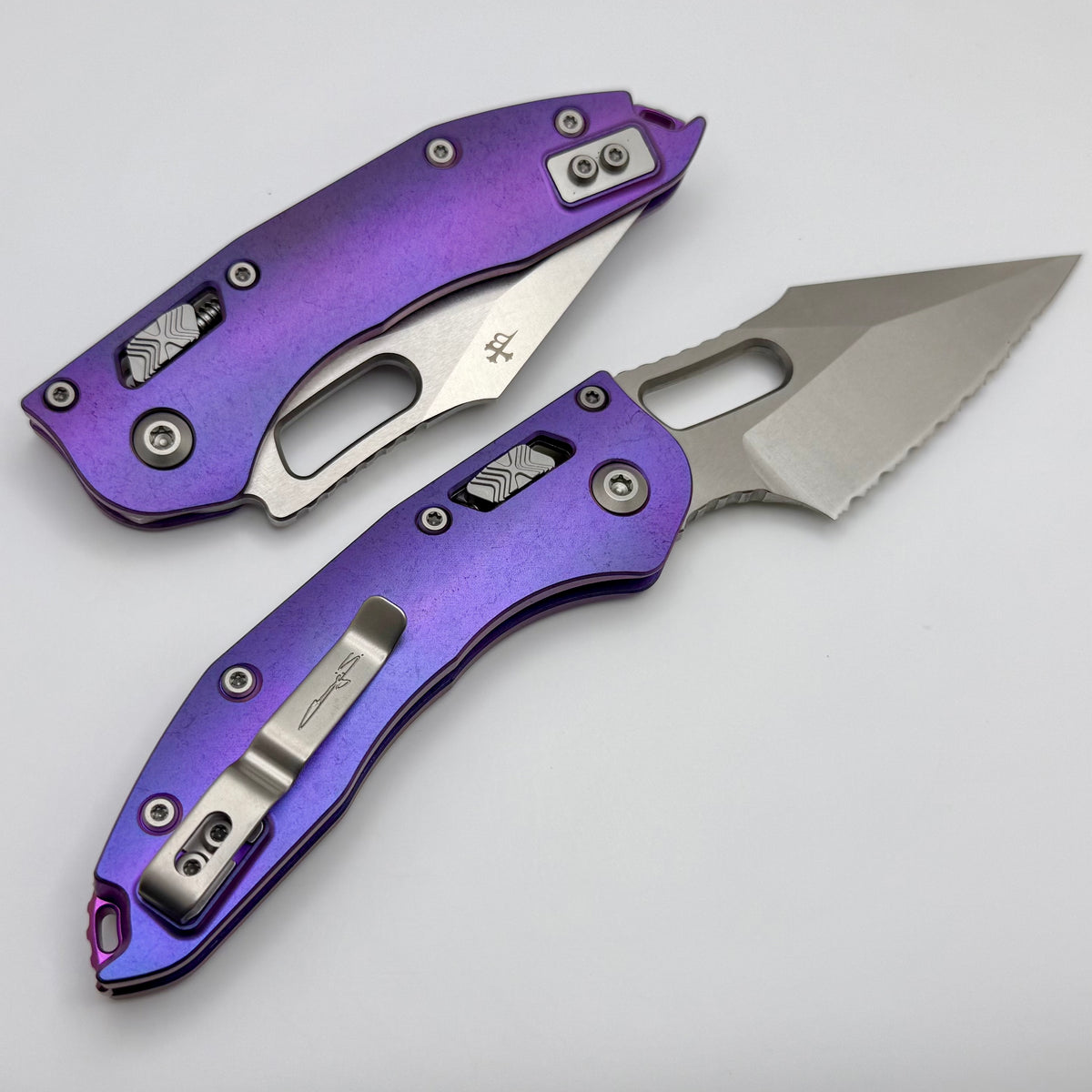 Microtech Marfione Select Manual Stitch RAM LOK Purple Haze Slab Titan