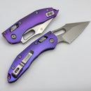 Microtech Marfione Select Manual Stitch RAM LOK Purple Haze Frag Titanium Handles & Stonewash Part Serrated M390MK w/ Double Vapor Blast/Purple Accents 169RL-12MS5