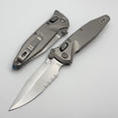 Marfione Select Microtech Socom Ram-Lok Titanium Slab Side Handles w/ Blue Accents & Spear Point Stonewash Serrated M390MK 160RLS-11SMS3