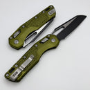 Microtech Knives MSI RAM LOK OD Green Aluminum Frag Handles & Full Serrated Two Tone Black M390MK 210-3FROD