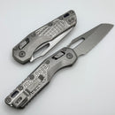 Microtech Marfione Select MSI RAM LOK Frag Titanium Handles w/ Double Vapor Blast & Blue Accents & Full Serrated Stonewash M390MK 210-12FRMS2