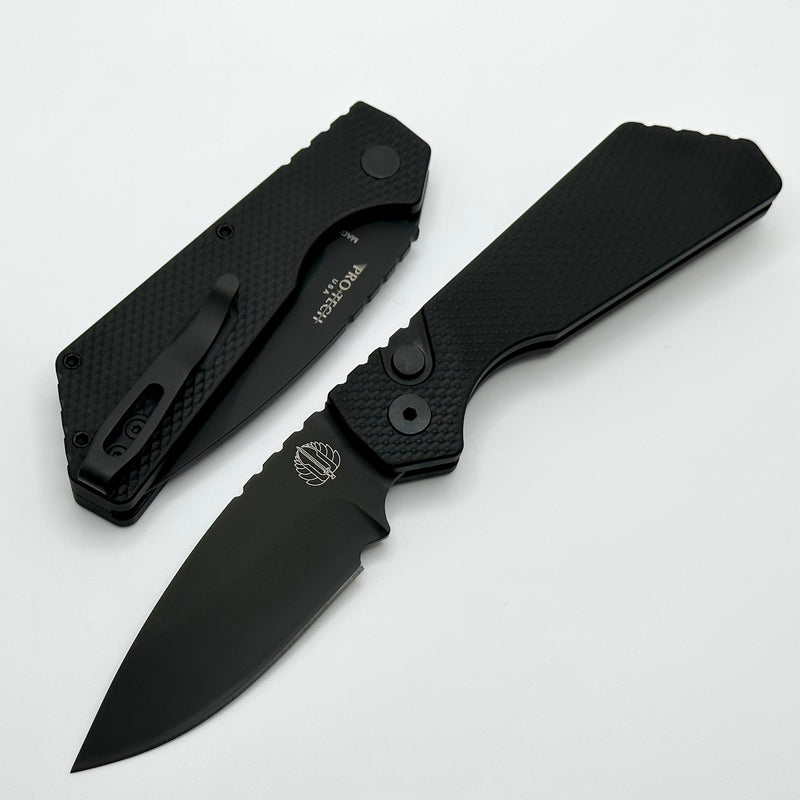 Pro-Tech PT Plus Textured Black Aluminum Handle w/ Black Hardware & DLC MagnaCut Blade PT207